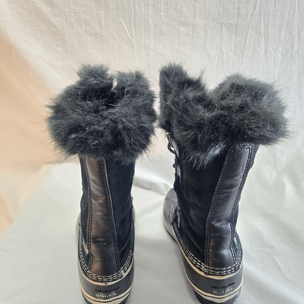 Sorel Joan of Arctic Women's Size 5 Black Waterproof Suede Fur Snow Boots - Picture 4 of 9
